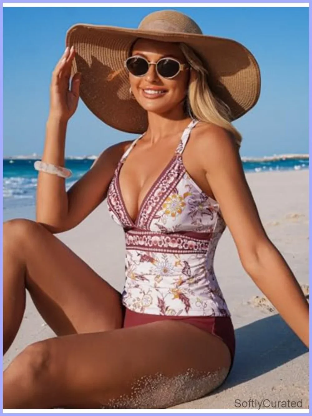 Tummy Control Tankini Set V-Neck Ruched Push Up Two Piece Swimwear Women